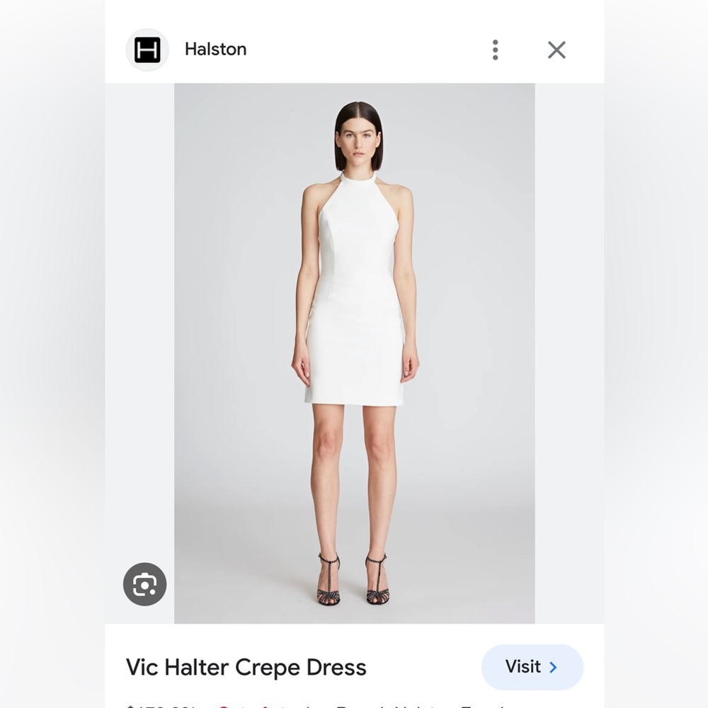 Halston Vic halter crepe dress NWT size 8 in color chalk